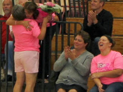 Giving my sister a hug at our 2013 event.